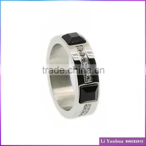CNC Setting Ring With Black Stone Stainless Steel Jewelry Ring Gift for Girlfriend thumbnail-1