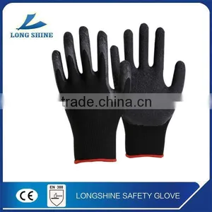 CE Certification 13G Black Latex Rubber Coated Cotton Liner Cut Resistant Safety Hand Gloves for Construction Work thumbnail-1