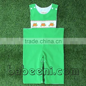 Thanksgiving Pumpkin Hand Smocked Romper for Boy thumbnail-1