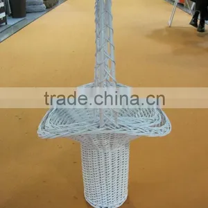 Beautiful Desigh a Set of 2 Pcs White Wicker Flower Baskets thumbnail-2
