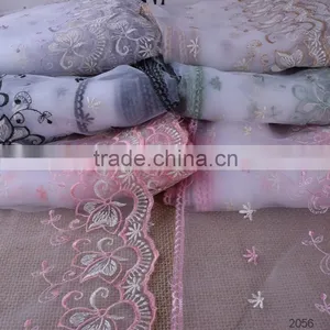 On Sale White Bridal Chemical Cotton Net Embroidery Lace Trim thumbnail-1