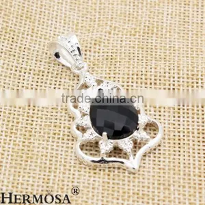Western Women Accessory Wholesale Water Drop Black Onyx Silver Necklace Pendant thumbnail-3