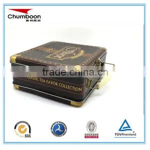 Square Gift Tin Box With Handle and Lock thumbnail-1