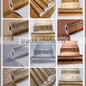 2015 Luxury Metallic Silver Aluminum Glitter Leaf Gold Wallpaper Gold Foil Wallpaper thumbnail-4