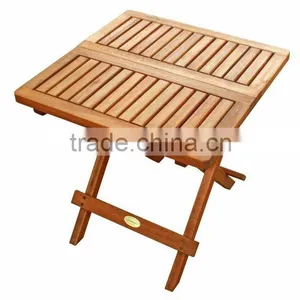 Outdoor Hardwood Chess Folding Side Table (Natural Wood Finish) thumbnail-1
