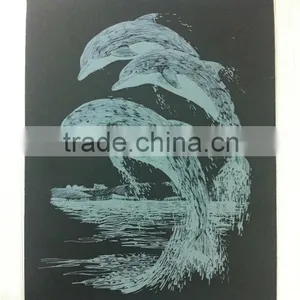 Dolphin Inkjet Engraving Card/Scratch Art Foil Paper/foil Card/Scratch Foil Paper Engraving Art Quilling Art Paper thumbnail-1