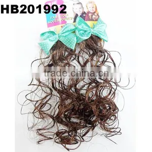 Cute Baby Headband Curl Hair Extensions With Sky Blue Flower Ribbon Bow thumbnail-2