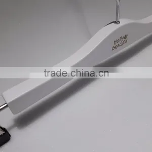 White Print Logo Hangers for Clothes Fashion Wood Hangers White Custom Printed LOGO Plywood / Laminated Wooden Clothes Hanger thumbnail-6