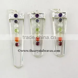 Crystal Quartz Flat Pencil Chakra Pendant thumbnail-1