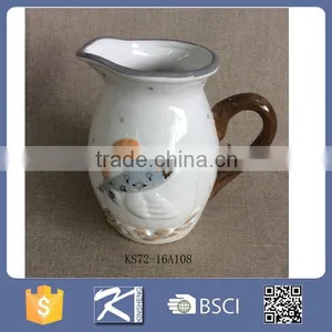 New Arrival Pretty Ceramic Milk Pitcher With Rooster Decals for Sale thumbnail-1