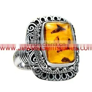 KRJ276388-0 Silver Golden Cognac Baltic Amber Jewelry thumbnail-1