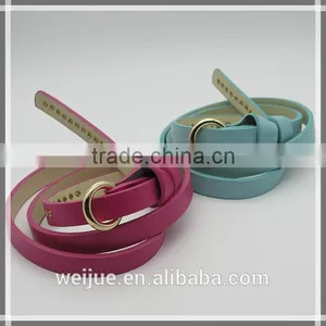 Lady's Fashion Skinny Belt With Eyelet thumbnail-1