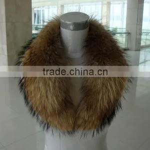 Winter Warm Hot Sale Big Raccoon Fur Collar Customized Plump Raccoon Fur Shawl Collar thumbnail-5