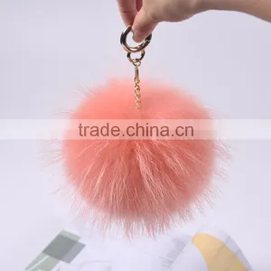 Dyed White Raccoon Fur Pompom Keychain/big Fur Pompoms Bag Charm for Girls KZ160076 thumbnail-2