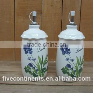 New Lavender Design Ceramic Oil and Vinegar Bottles Set thumbnail-1