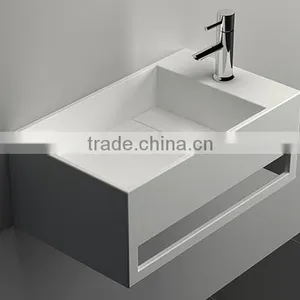 Sanitary Ware Bathroom Solid Surface Wash Hand Basins,Wall Hung Solid Surface Wash Basins, Stone Resin Wash Basin thumbnail-4