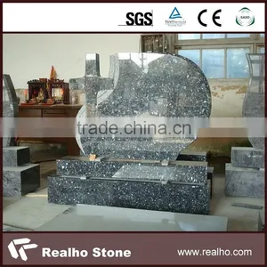 Irish Celtic Cross Blue Pearl Granite Cemetery Headstone thumbnail-3