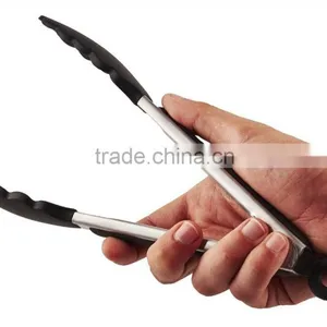 Kitchen Tools OEM Label Silicone Handle Stainless Steel 304 BBQ Tong thumbnail-4