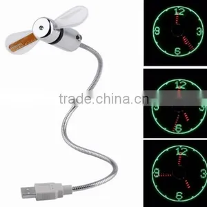 USB LED Clock Fan / Fan Clock With LED Light / Led Message Usb Fan thumbnail-2