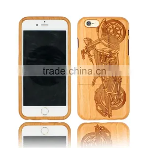 Universal Cherry Wood Engraving COOL MOTORCYCLE Two Parts Phone Case for Iphone 6 thumbnail-1