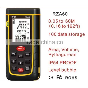 0.05 to 60m (0.16 to 196ft) Hand-held Laser Distance Meter thumbnail-1