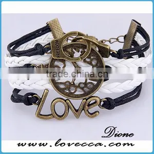 Multilayer Braided Bracelets Antique Gold Faith Hope Believe Charm Bracelet thumbnail-4