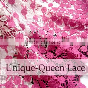 2016 New Arrival Guipure Lace Fabric/ Fushia Color Lace Fabric/african Fushia Guipure Lace Fabric/Cord Lace thumbnail-5