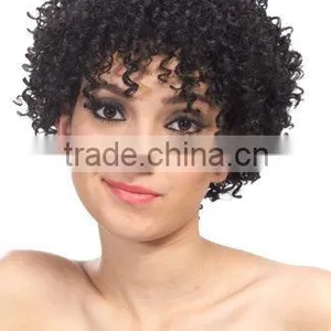 Ladies Short Black Afro Curly African American Full Lace Wigs thumbnail-3