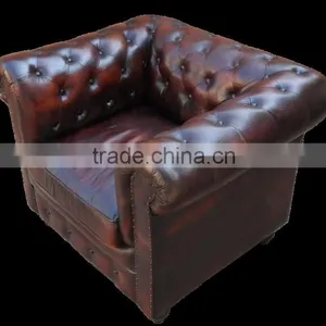 Leather Chesterfields 1 Seater Dark Brown Colour Sofa thumbnail-3