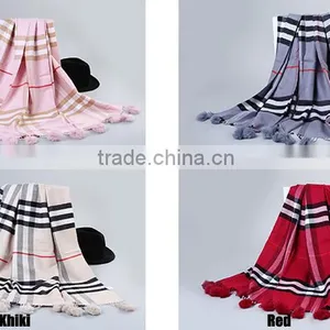 Women's Plaid Blanket Long Shawl Big Grid Winter Warm Lattice Large Scarf Wrap thumbnail-6