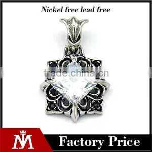 Classic Mens Antique Stainless Steel Religious Charm Diamond Jewelry Black Cross Pendant Necklace thumbnail-1