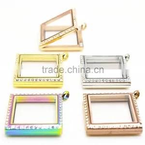 Crystal Floating Lockets Square Shape Lockets for Wholesale thumbnail-1