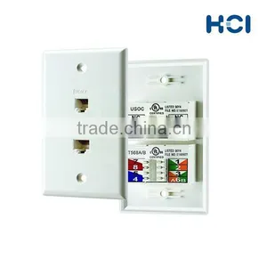 US Type 2 Port Voice and RJ45 Cat5e Data Faceplate thumbnail-2