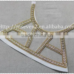 Elegant Gold Chain Felt Fabric Collar, New Design Collar Necklace for Women Garment thumbnail-6