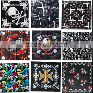 100% Cotton 55x55cm Double Side Printing Ghost Head Printing Bandana thumbnail-1