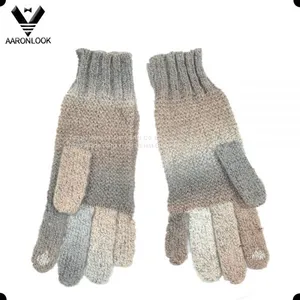 2017 Trendy Winter Obmre Knitted 3PCS Set Scarf Hat Glove thumbnail-3