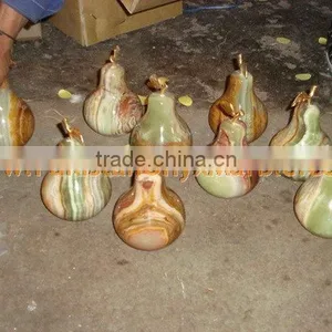 Pakistan Best Price KITCHEN AND DINING DECORATION ONYX PEAR WITH BRASS LEAF HANDICRAFTS thumbnail-2