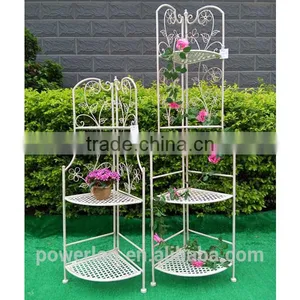 Nicely Vintage Wrought Iron Foldable 4 Tier Corner Shelf For Home Decoration Indoor and Outdoor thumbnail-3
