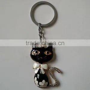 Wholesale Jewelled Pussy Cat Design Metal Alloy Key Chain thumbnail-3