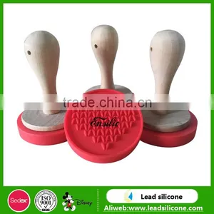 Silicone Cookie Stamp With Wooden Handle,Festivity Style Pink Silicone Cookie Stamp thumbnail-2