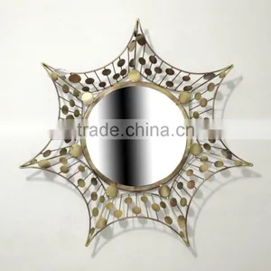 Metal Frame Decorative Wall Mirror for Home Decor Round Shape thumbnail-1