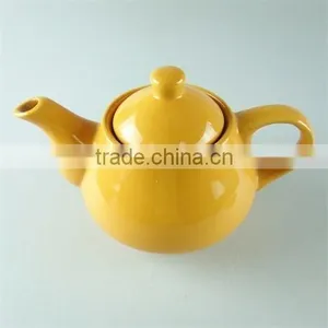 Color Glazed Ceramic Teapot Yellow Teapot With Cheap Price for Wholesale thumbnail-1