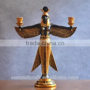 Resin Egyptian Statues Home Goods Antique 3 Tier Candle Holder thumbnail-2
