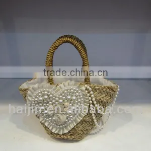 Natural Seagrass Handmade Fashion Lady Bag With Jewery thumbnail-1
