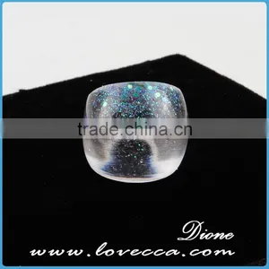 Handmade Fashion Resin Jewelry Resin Flower Ring Wih Gold Foil , Silver Flakes Resin Ring thumbnail-4