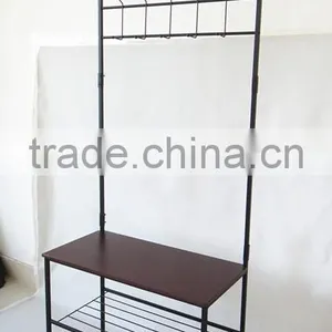 Home Furniture Hall Tree Entryway Chair Stand Bench Hook Shoe Coat Rack thumbnail-2