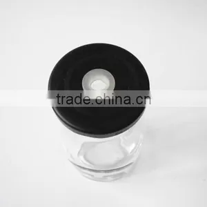 Black Skull Head Decorate Glass Bottle for Juice or Liquior With Metal Lid Straw thumbnail-5