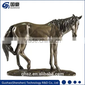 Antique Bronze Sculpture Golden Horse Statue thumbnail-1