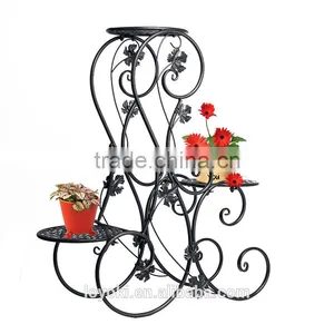 3-Tiered Scroll Decorative Metal Garden Patio Standing Plant Flower Pot Rack Display Shelf Holds 3-Flower Pot Stand thumbnail-2
