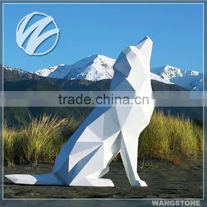 Roaring Dog Statue Stainless Steel Modern Sculpture thumbnail-1